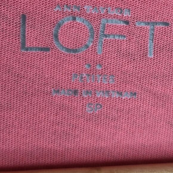 LOFT Coral Pink Women's Mixed Media Top Roll Tab Sleeves Pockets Size SP - Picture 4 of 8
